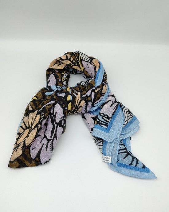 Blue Border Butterfly Bird Scarf